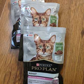 Корм влажный для кошек PRO PLAN Nutri Savour 85г с ягненком в соусе с чувствительным пищеварение пауч: отзыв пользователя. Зоомагазин Зоозавр