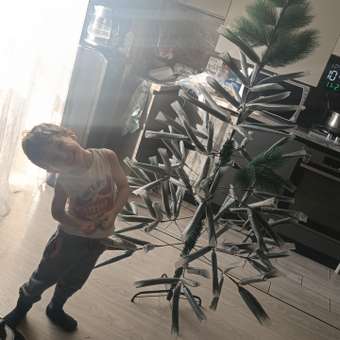 Новогодняя елка Золотая сказка искусственная 180 см с инеем и шишками: отзыв пользователя Детский Мир