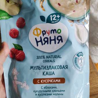 Каша молочная ФрутоНяня мультизлаковая с кусочками яблоко-малина-кукурузные хлопья 200г с 12месяцев: отзыв пользователя ДетМир