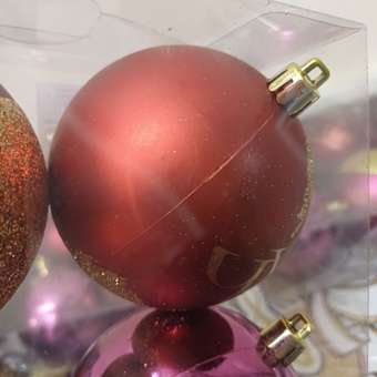 Набор ёлочных шаров Зимнее волшебство «Всё сбудется!»  пластик d-8 6 шт винный и золото: отзыв пользователя Детский Мир