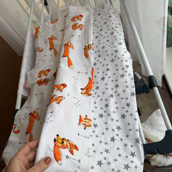 Пелёнка Mjolk Лисички Звёзды трикотаж 85х120 см 2 шт.: отзыв пользователя Детский Мир