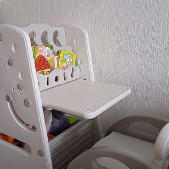 Детский стол трансформер со стулом UNIX Kids 3 в 1 Grey с маркерной доской и стеллажом: отзыв пользователя Детский Мир